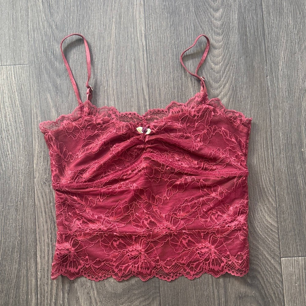 Intimately Free People Lacey Essential Cami in Tawny Port Red Size XS